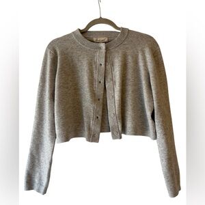 Luna x Sol Gray Cropped Cardigan Size M Soft Minimalist Button Front Sweater